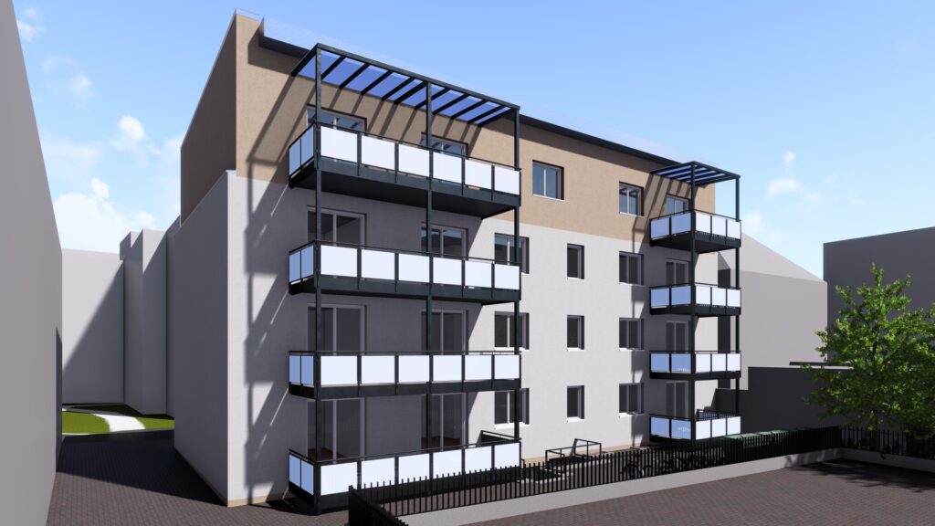 Wohnhaus Gärtnerstraße 4 Sicht auf Balkone
